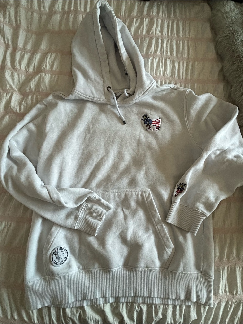 Patriotic Embroidered White Hoodie